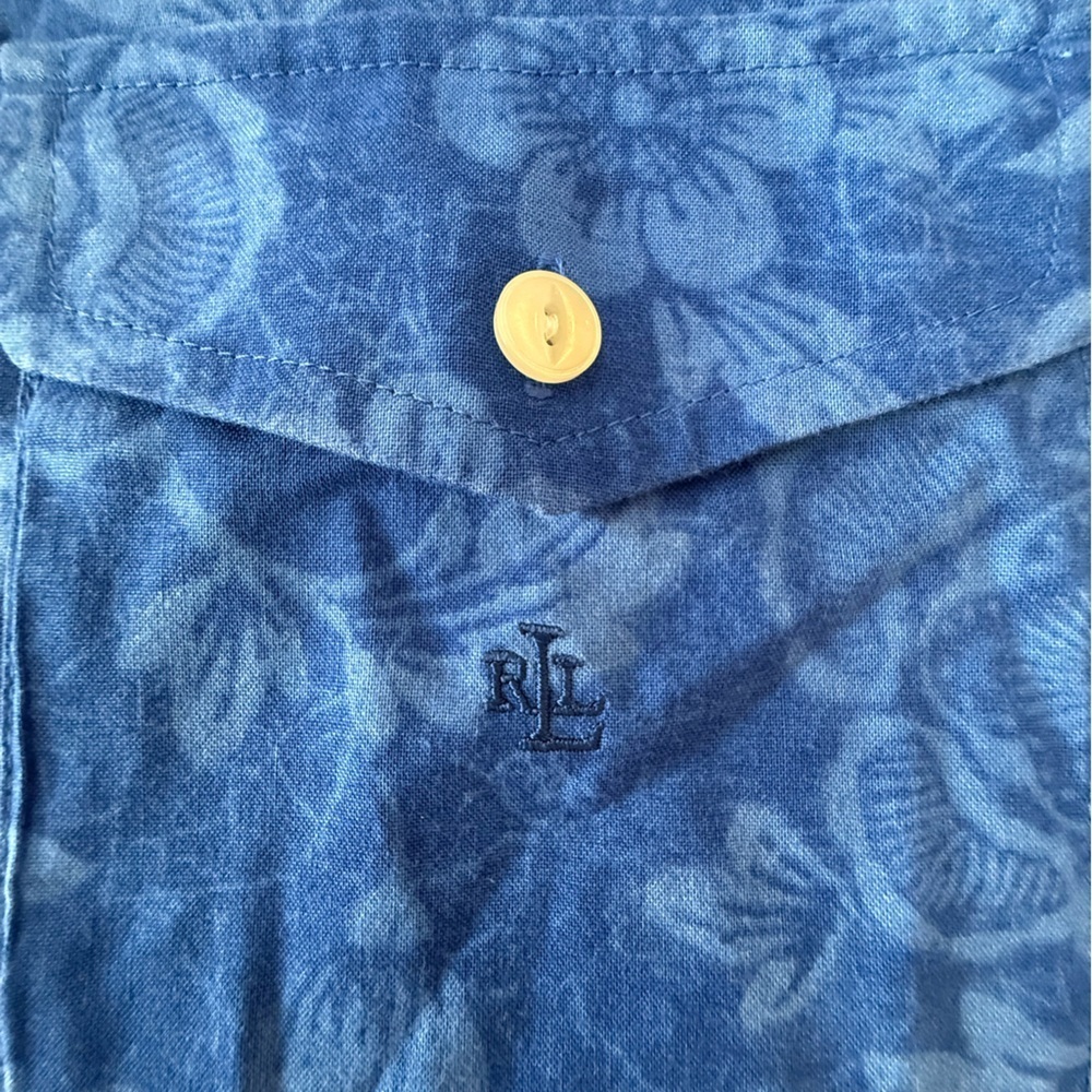 Ralph Lauren Indigo Floral Button Up Shirt Size Large - Picture 4 of 6